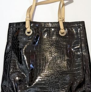 Black faux alligator Jessica tote